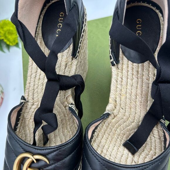 Women's Gucci GG wedge ankle tie  Espadrilles size 41 made in - Picture 9 of 11